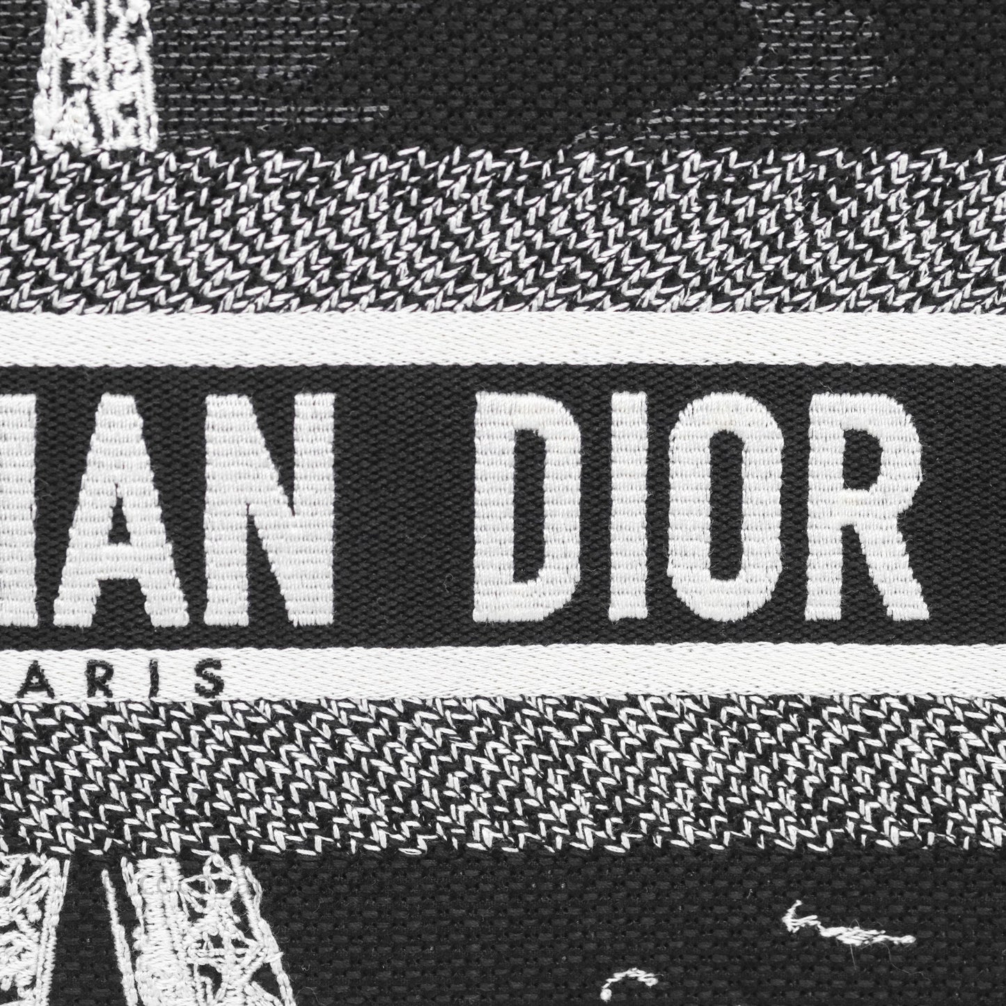 Dior Medium Book Tote Paris Embroidered Black White