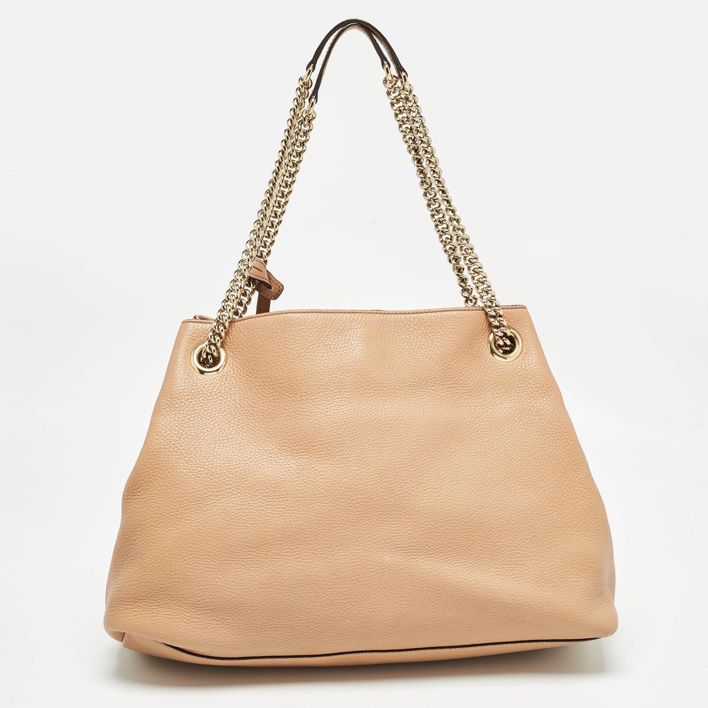 Luxury Gucci Trending 2025 Beige Leather Medium Soho Chain Tote