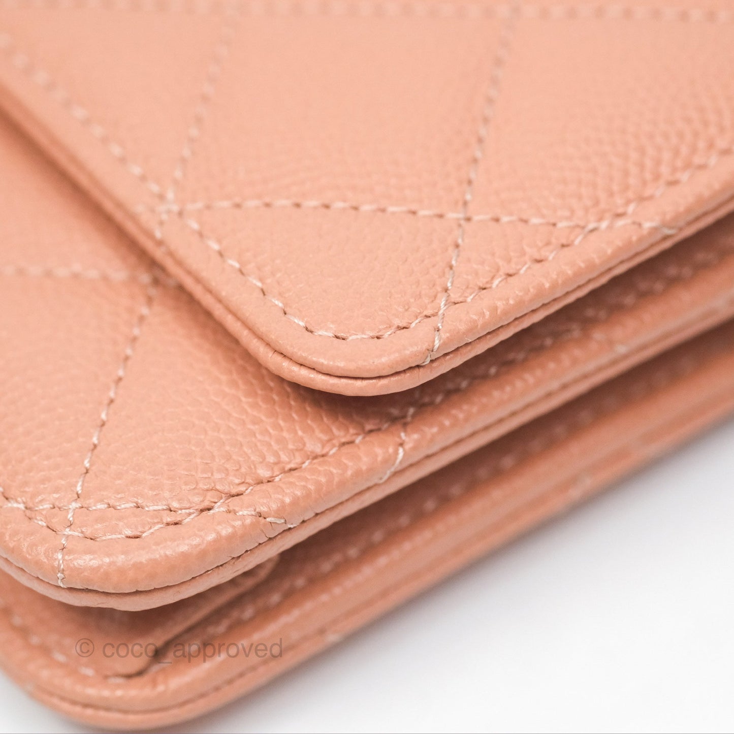 Chanel Quilted Wallet On Chain WOC Rosy Beige Caviar Gold Hardware