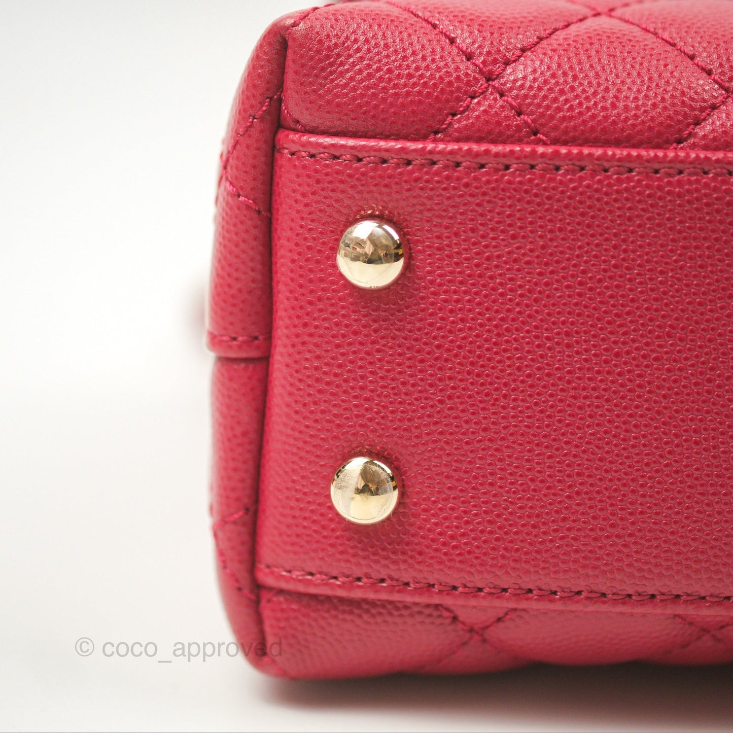 Chanel Small Coco Handle Quilted Dark Rose Pink Caviar Gold Hardware 21A