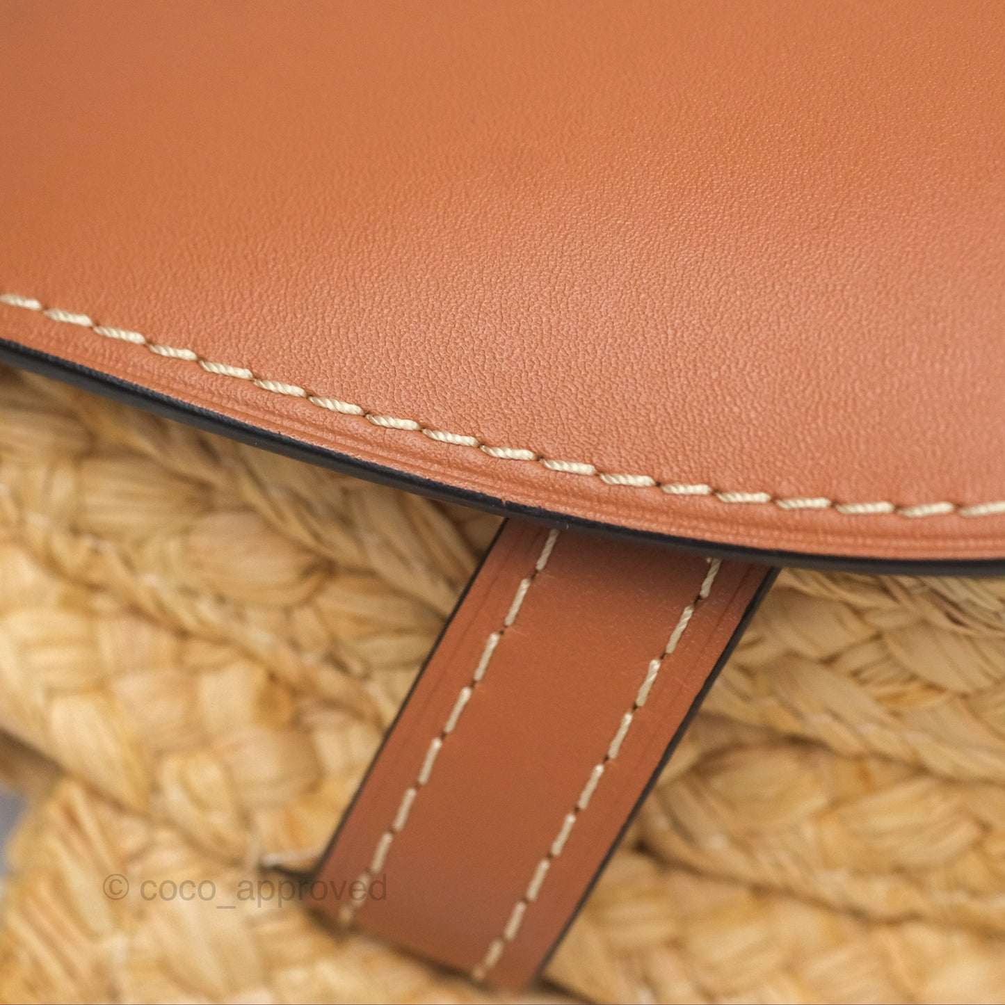 Loewe Small Raffia Gate Bag Smooth Calfskin in Tan