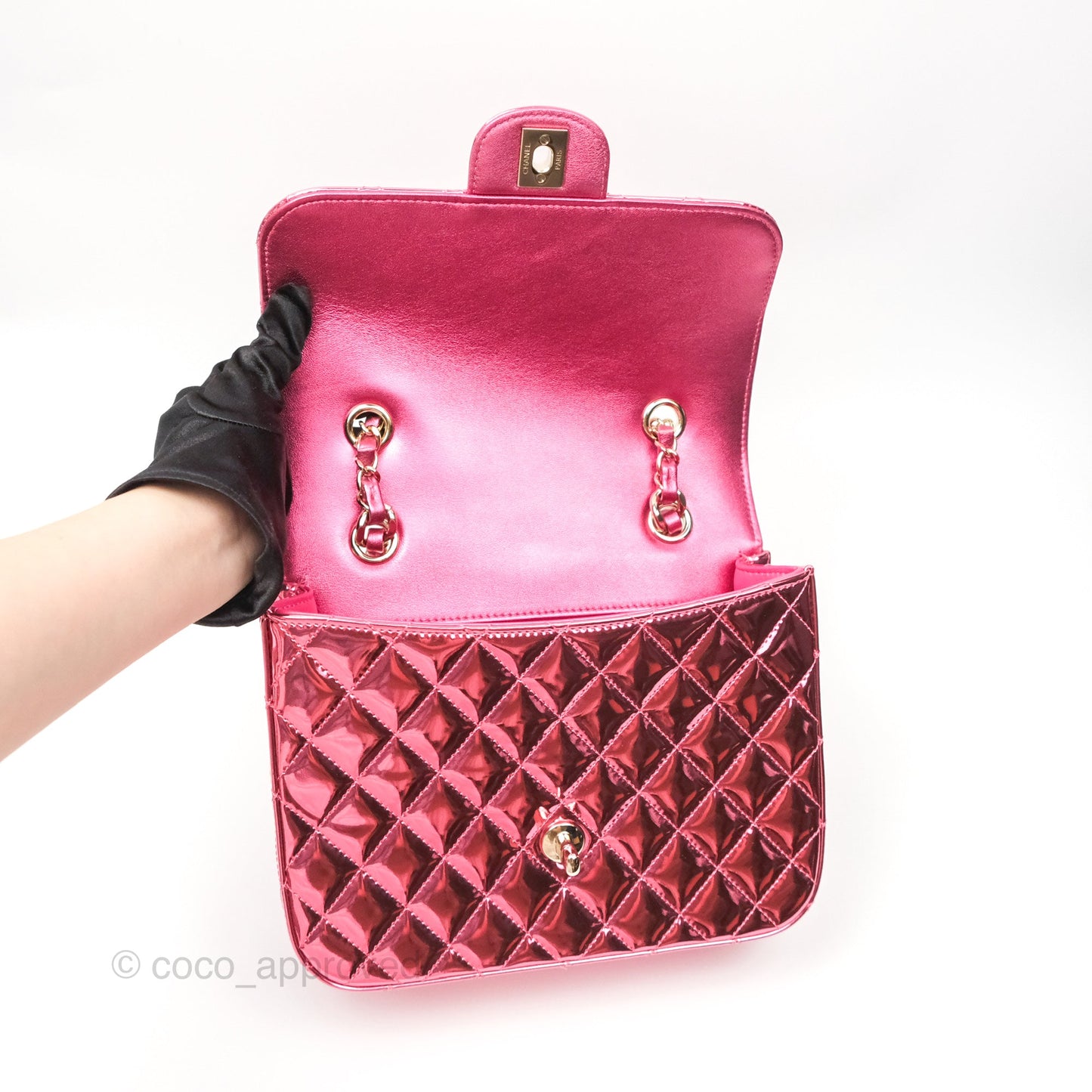 Chanel Small Flap Star Backpack Metallic Pink Mirror Calfskin Gold Hardware 24C