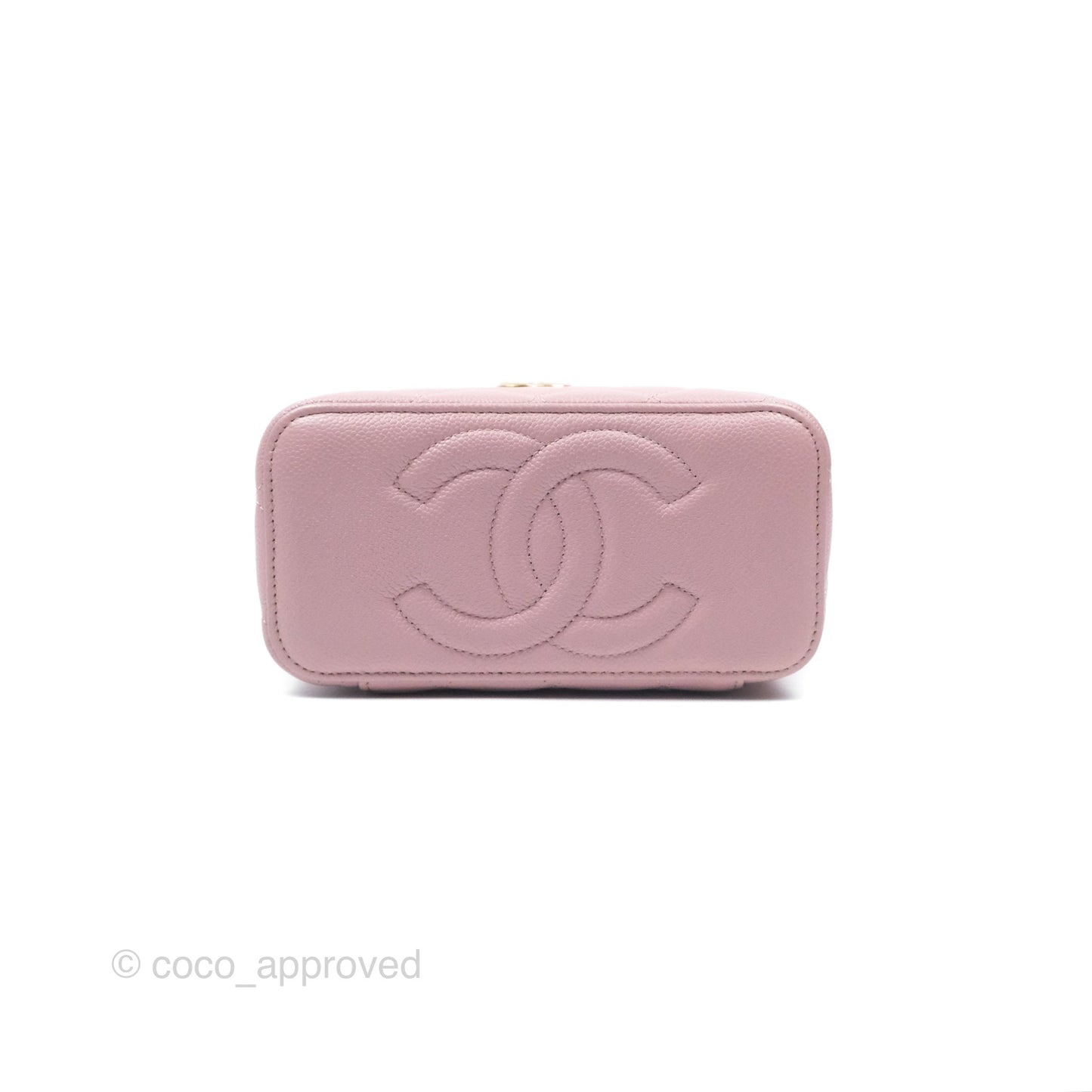 Chanel Vanity with Heart Adjustable Chain Dusty Pink Caviar Aged Gold Hardware