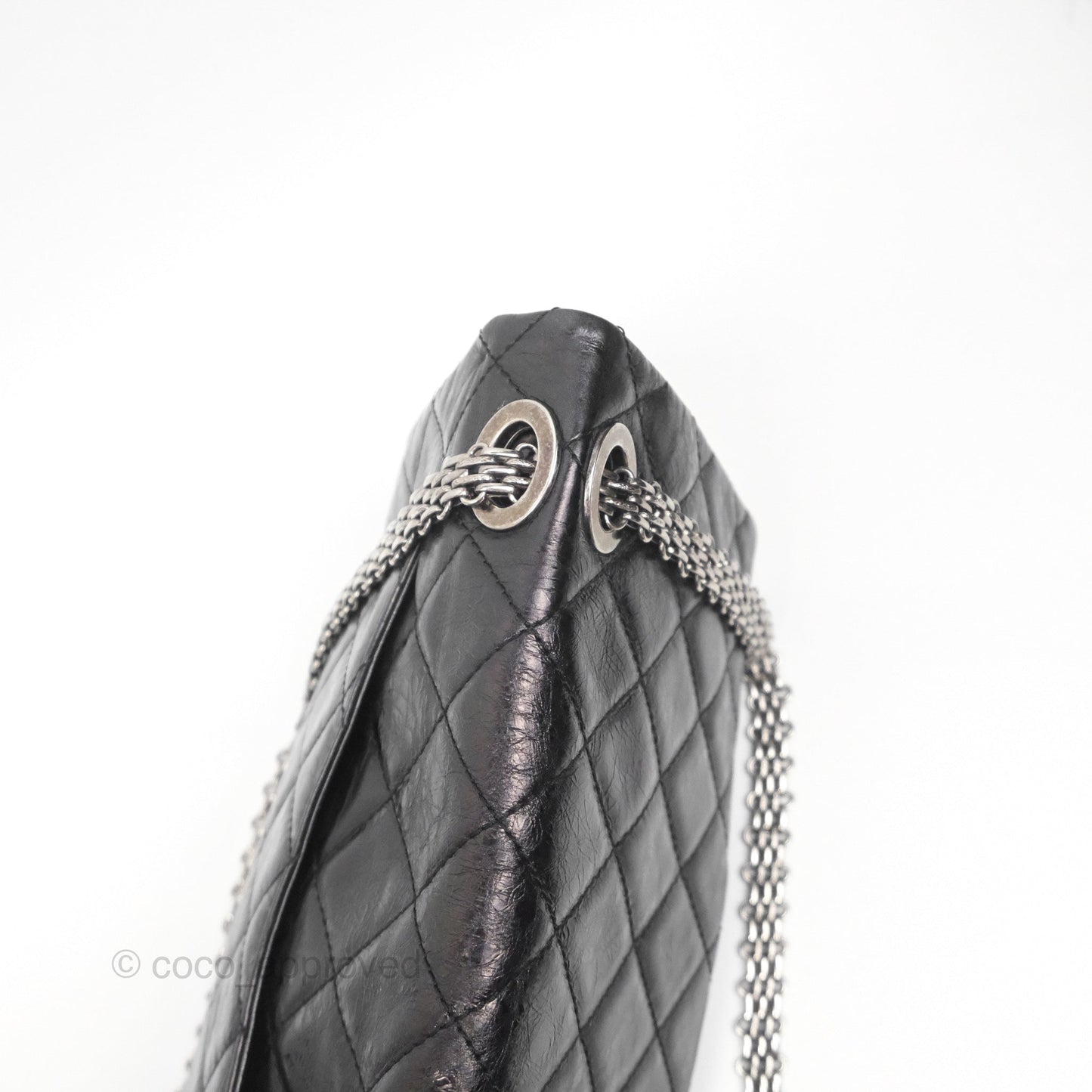 Chanel 228 Reissue Flap Quilted Black Crumpled Calfskin Ruthenium Hardware