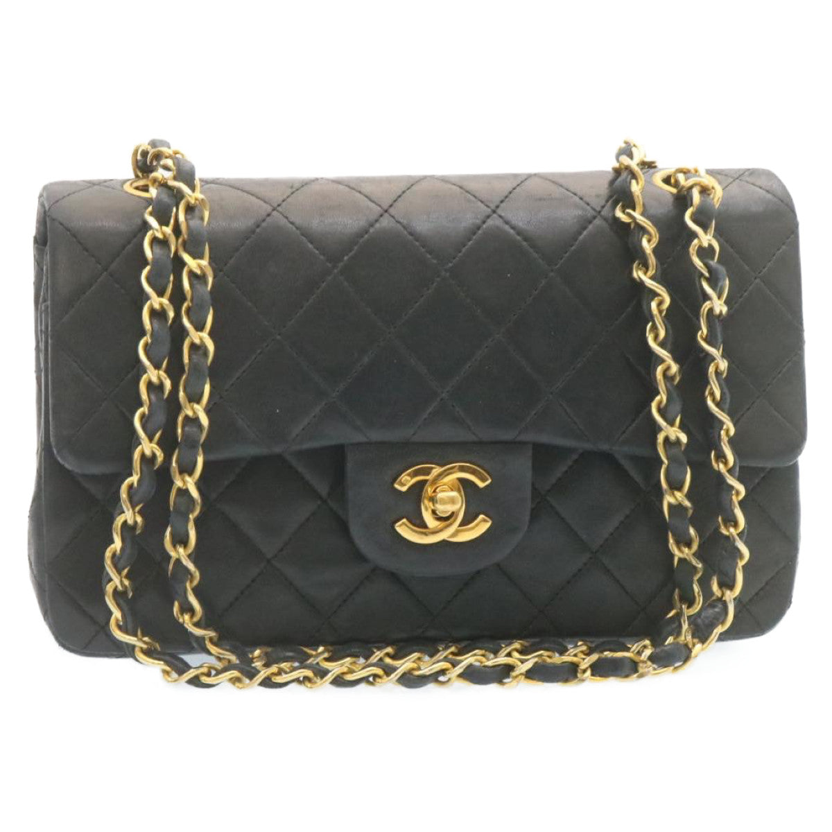 CHANEL Classic Matelasse 23 Chain Flap Shoulder Bag Lamb Skin Black  28634A
