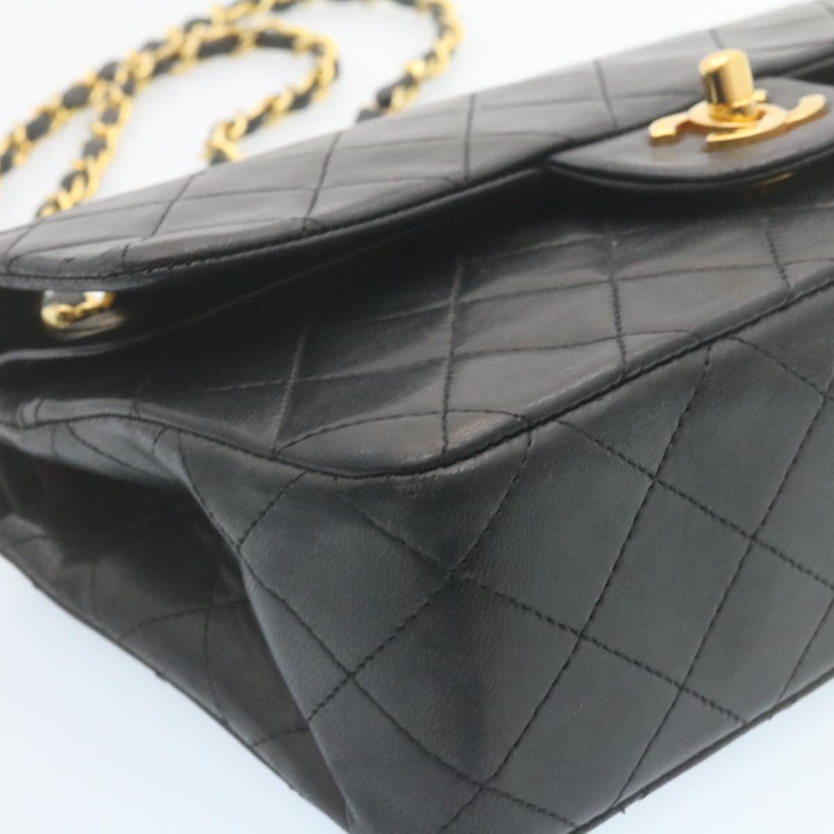 CHANEL Classic Matelasse 23 Chain Flap Shoulder Bag Lamb Skin Black  28634A