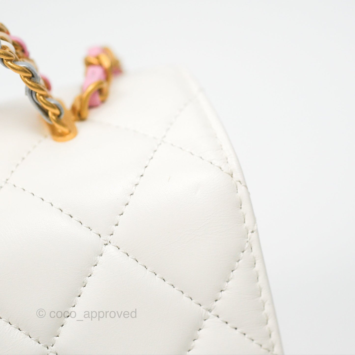 Chanel Rainbow Top Handle Flap Bag White Glazed Lambskin 23P