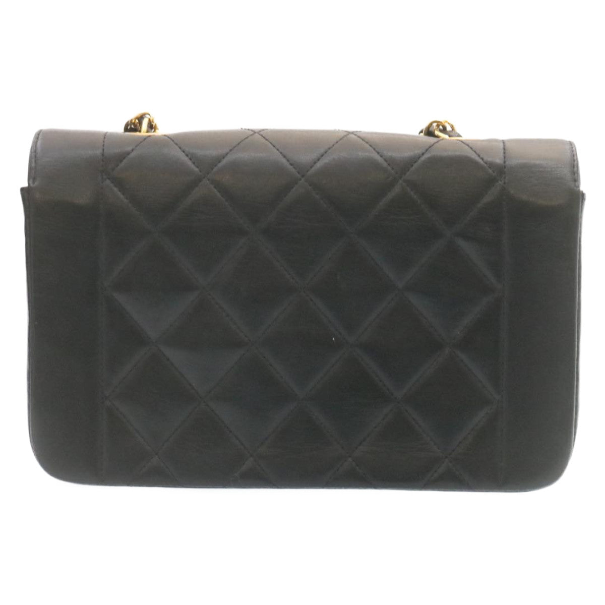 Luxury Chanel Chain Turn Lock Diana Matelasse Shoulder Bag Lamb Skin Black  28643A