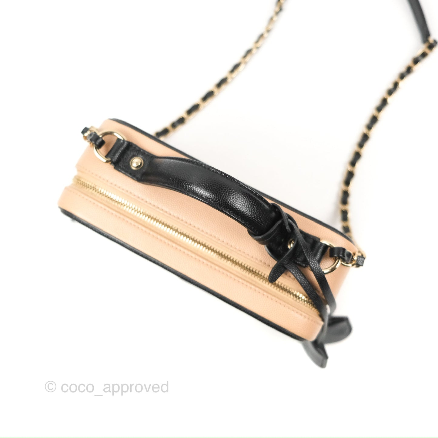 Chanel Quilted Medium CC Filigree Vanity Case Black Beige Caviar Gold Hardware