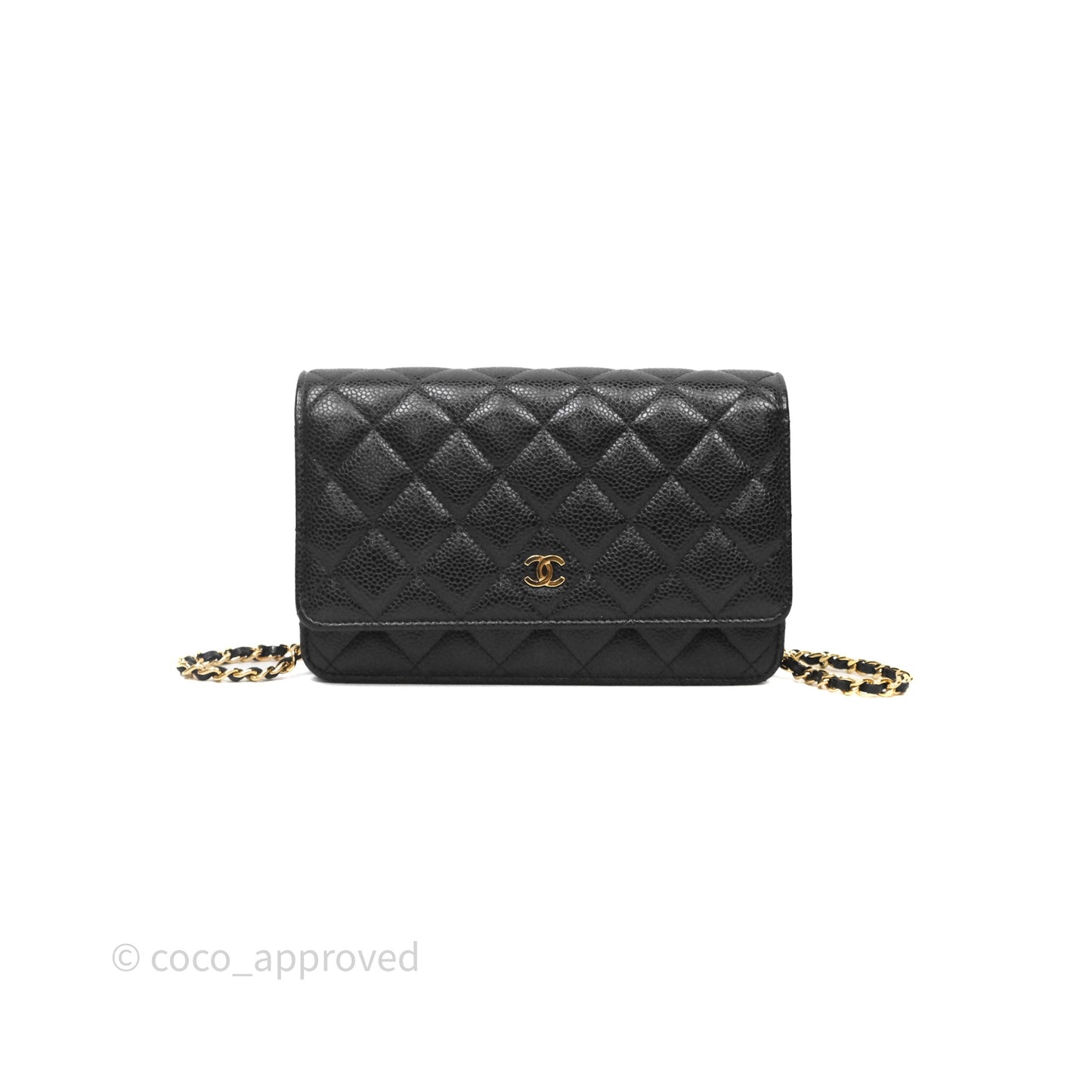 Chanel Classic Wallet On Chain WOC Quilted Black Caviar Gold Hardware