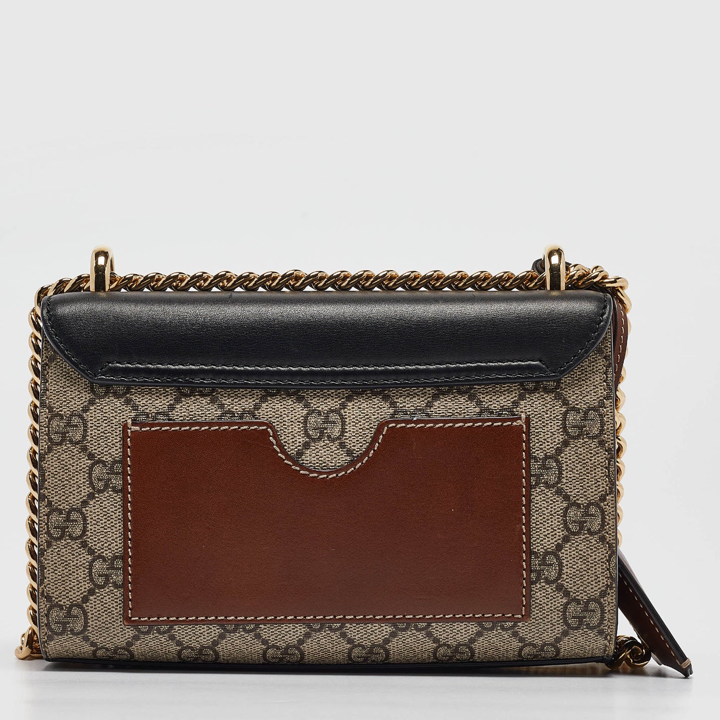 Luxury Gucci Trending 2025 Black/beige Gg Supreme Canvas And Leather Small Padlock Shoulder Bag..