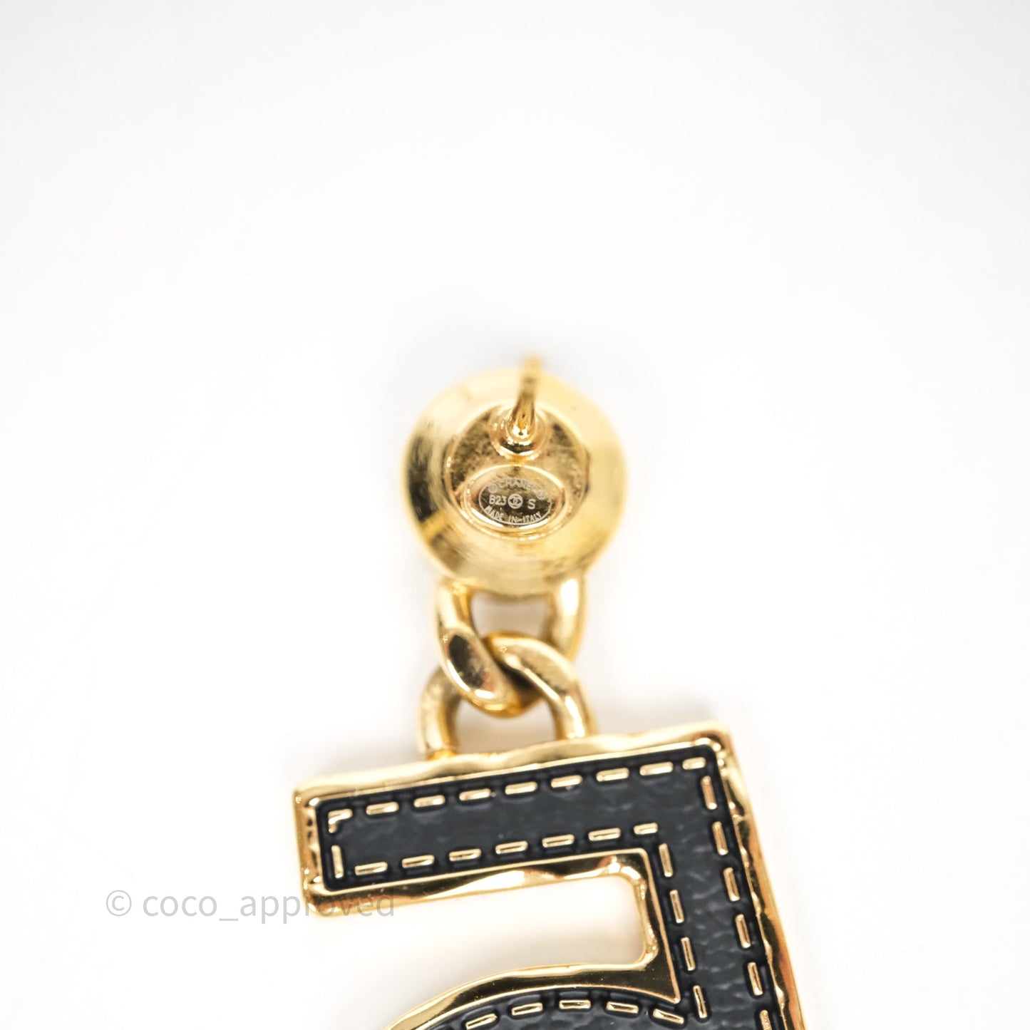 Chanel Crystal No.5 Drop Earrings Gold Tone 23S