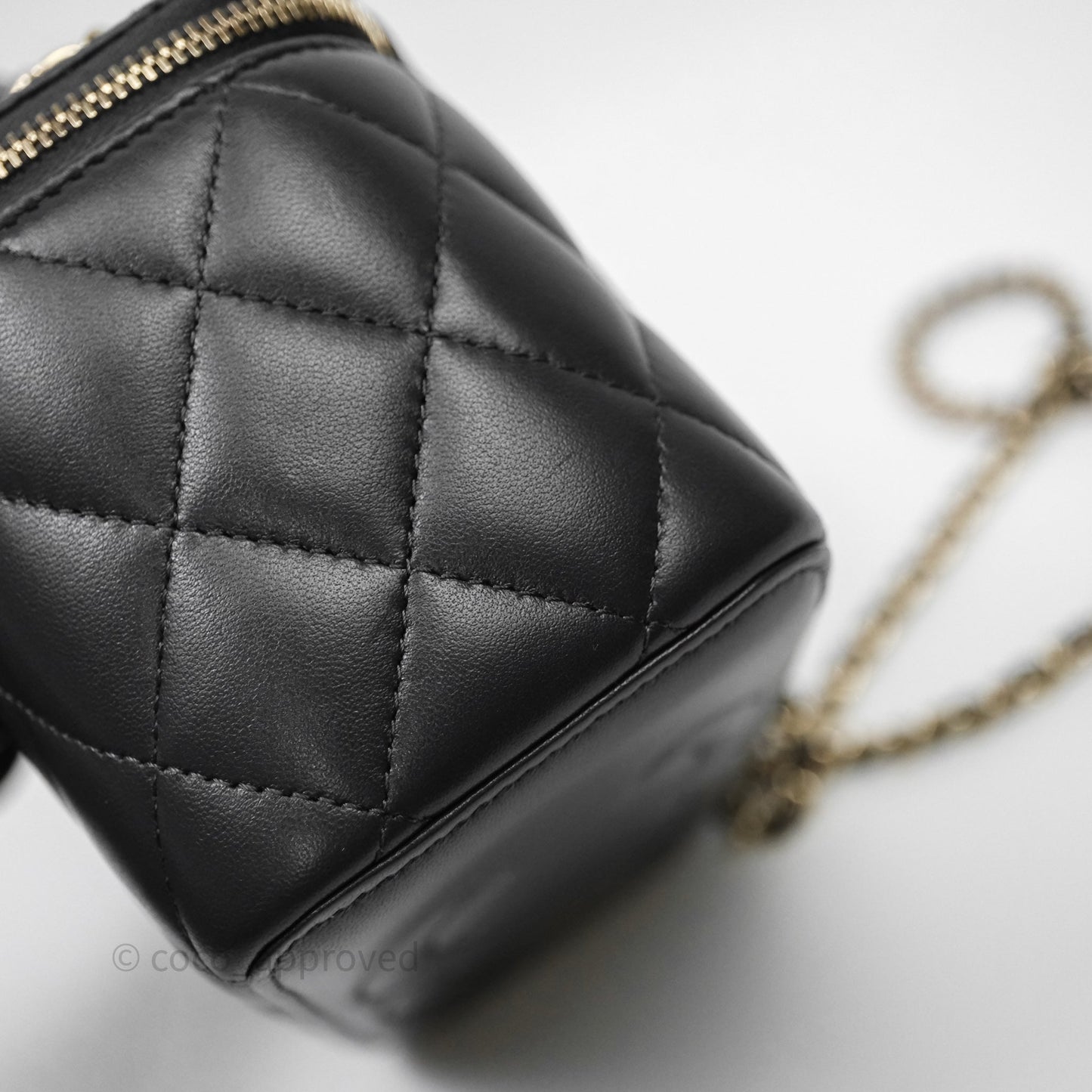 Chanel Trendy CC Vanity Rectangular Top Handle Dark Grey Lambskin Gold Hardware