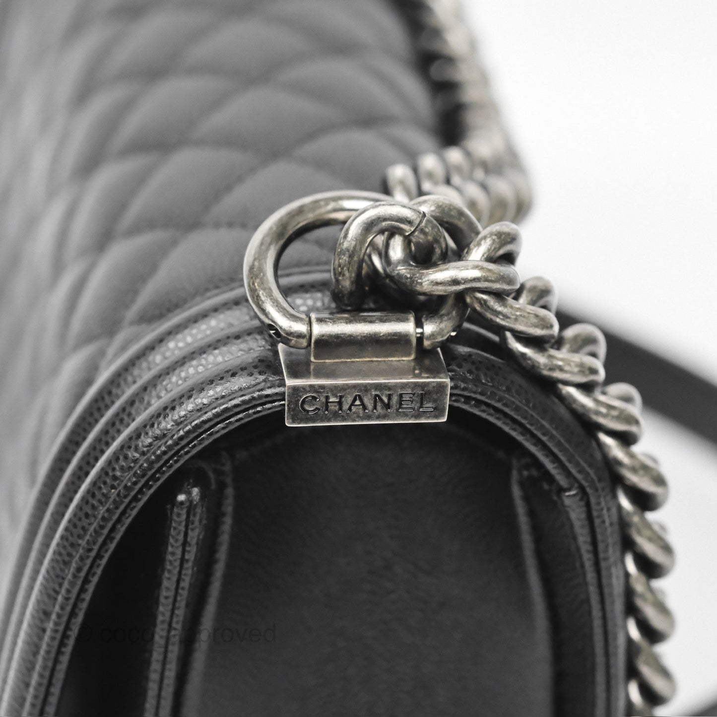 Chanel Medium Boy Quilted Black Caviar Ruthenium Hardware