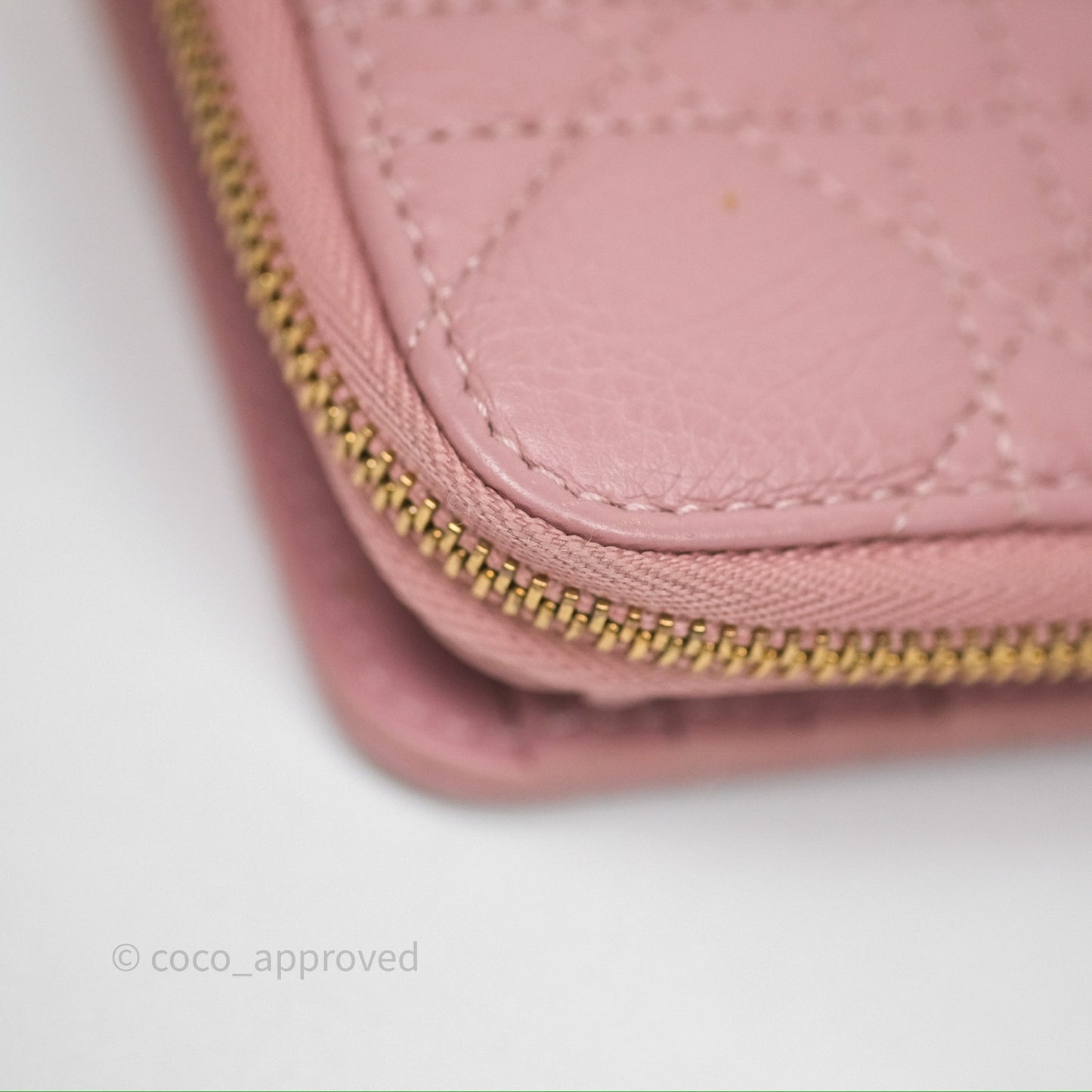Christian Dior Medium Caro Scarlet Zipped Wallet Pink Cannage Calfskin