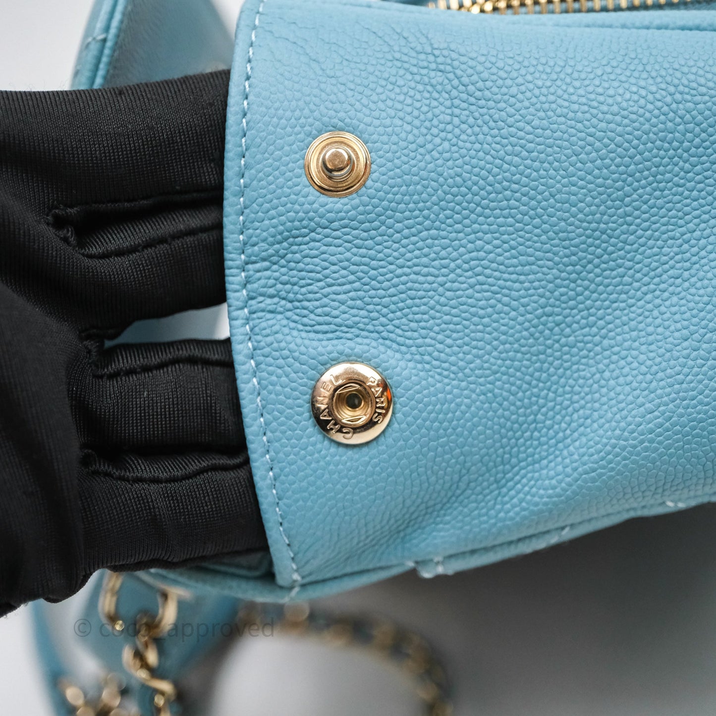 Chanel Small Quilted Business Affinity Flap Caviar Blue Gold Hardware