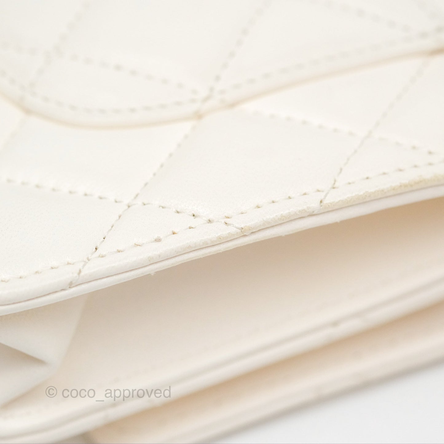 Chanel Quilted Wallet on Chain WOC Coco Heart Chain White Lambskin Aged Gold Hardware 22K