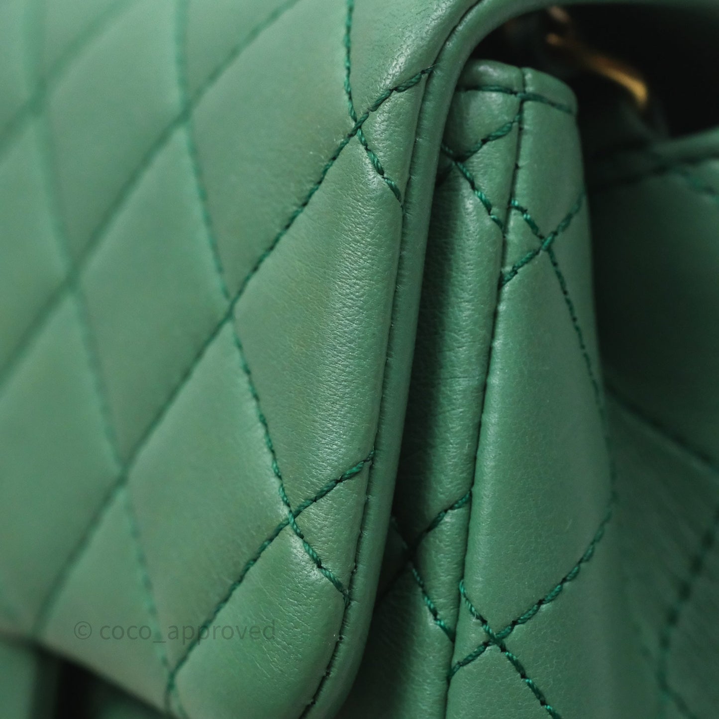Chanel Pearl Crush Mini Square Quilted Green Lambskin Aged Gold Hardware