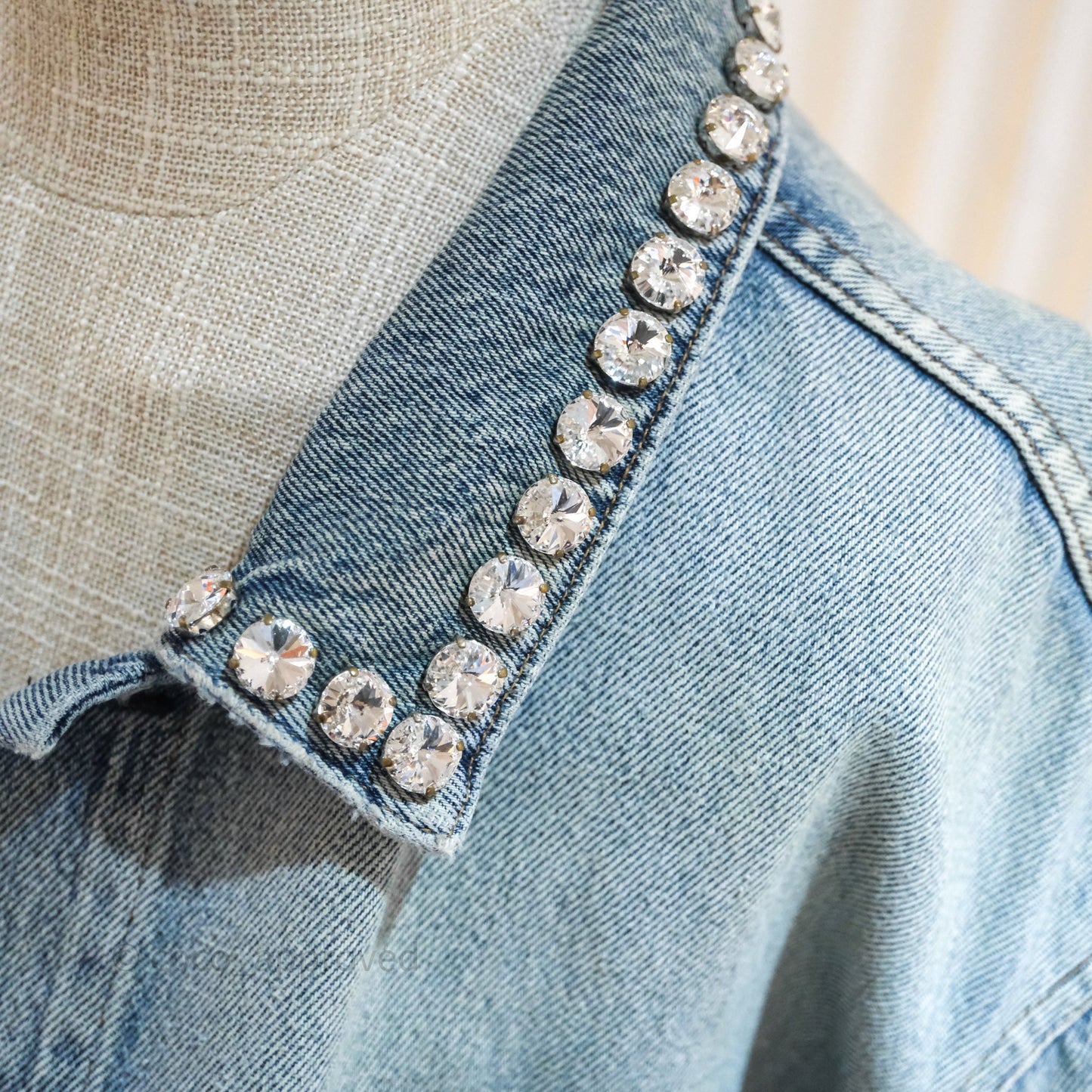 Miu Miu Crystals Denim Jacket Size 36