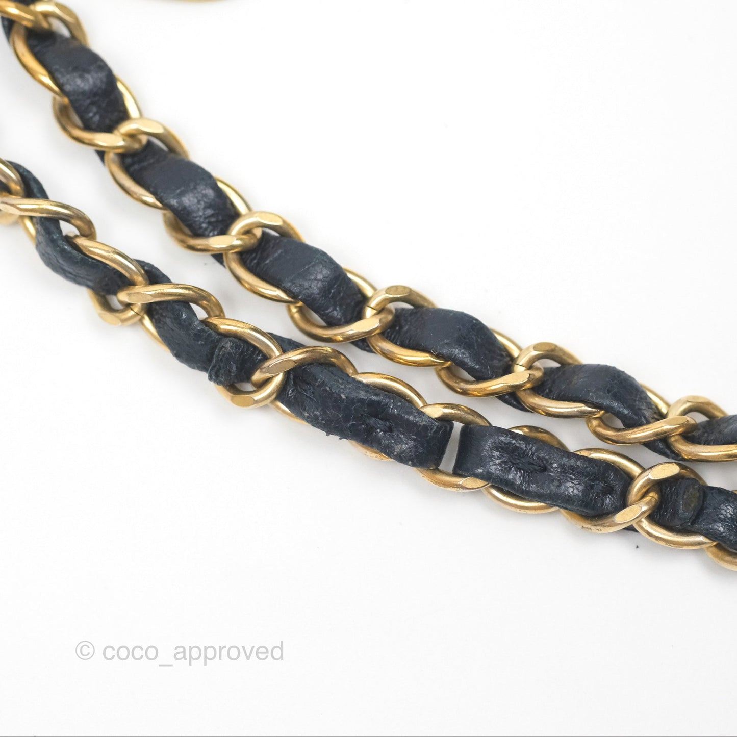 Chanel Small Chevron Surpique Flap Navy Calfskin Aged Gold Hardware