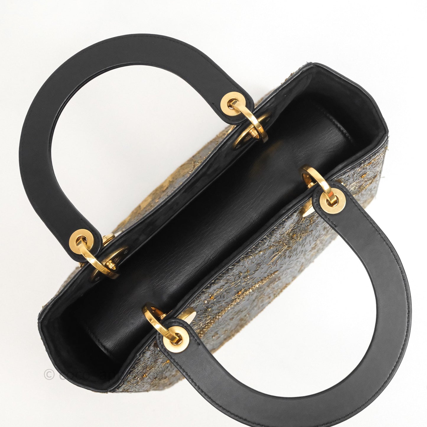 Christian Dior Medium Lady Dior Limited Edition The Moon In My EyesBag Black Calfskin Gold Hardware