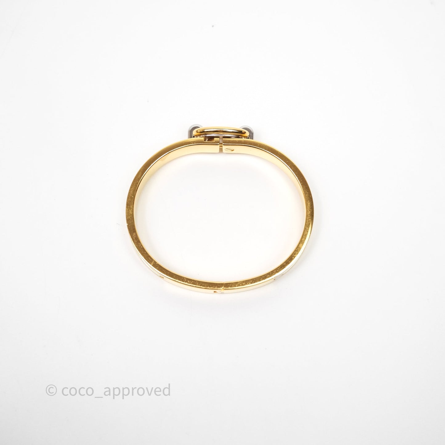 Hermes Mini Clic Chaîne d'Ancre Maillon Bracelet Orfèvre Jaune Or / Blanc