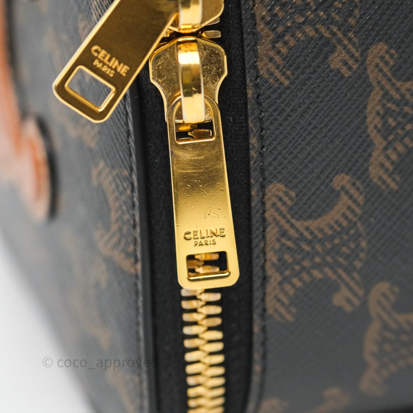 Celine Cuir Box On Chain Triomphe Canvas Tan Calfskin
