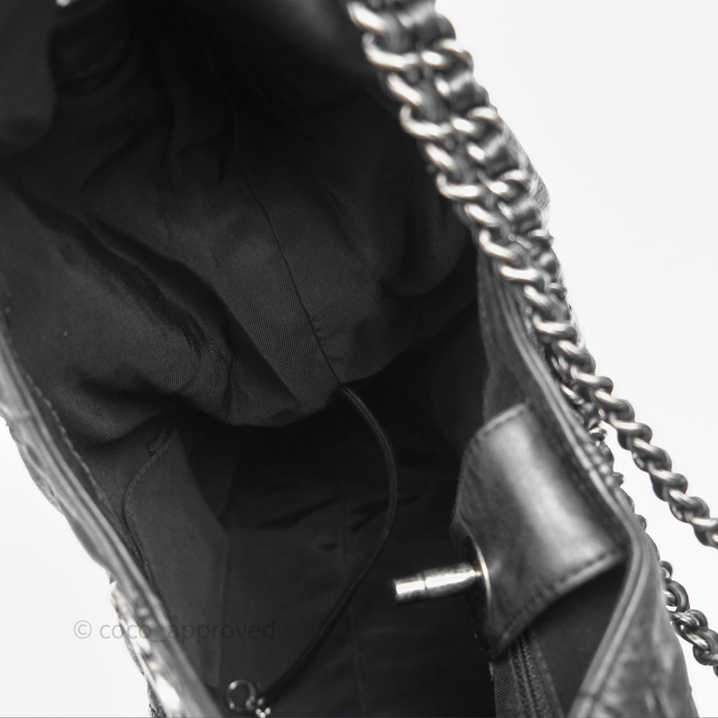 Chanel Quilted Coco Supple Hobo Black Aged Calfskin Ruthenium Hardware