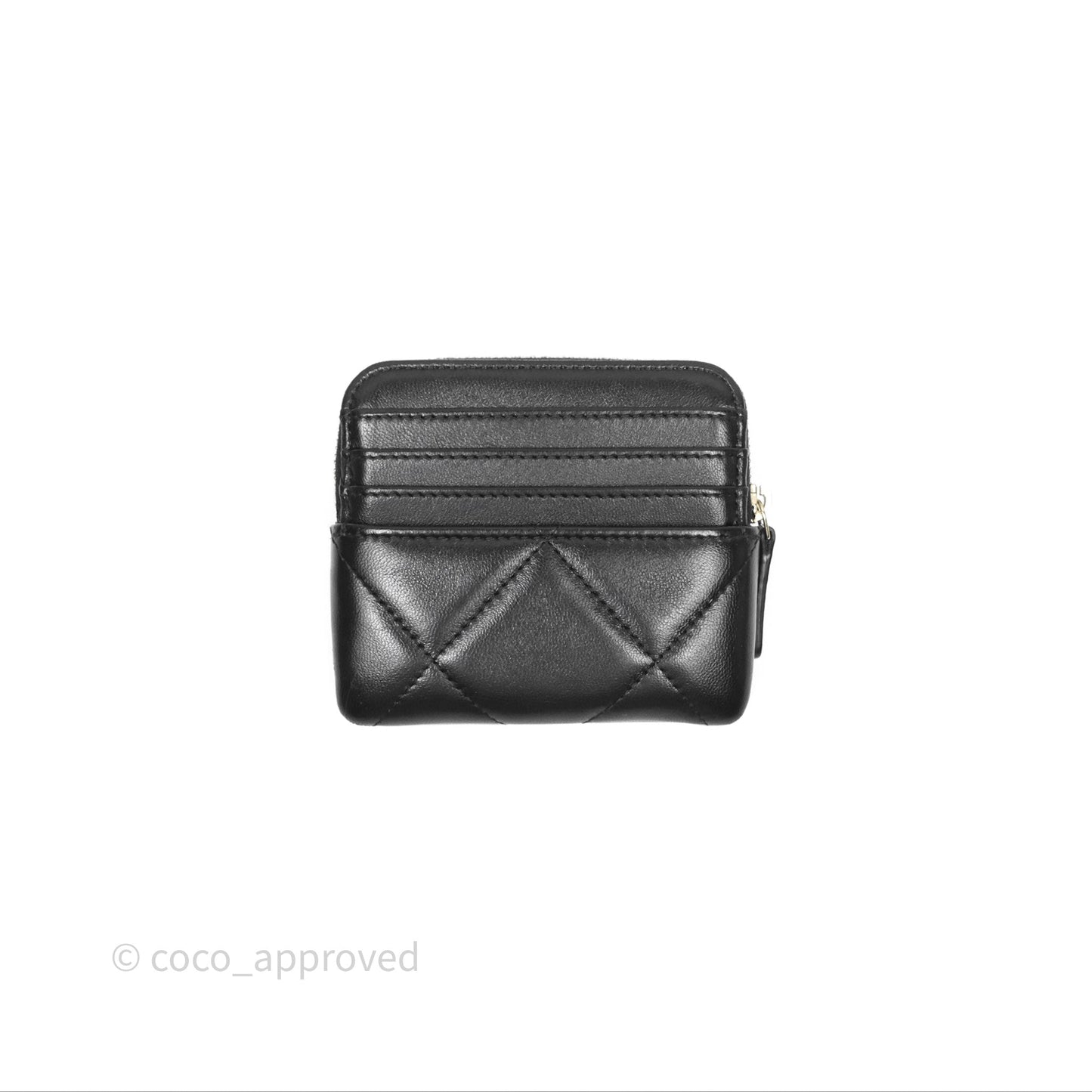 Chanel 19 Black Zipped Coin Purse Lambskin Gold Hardware