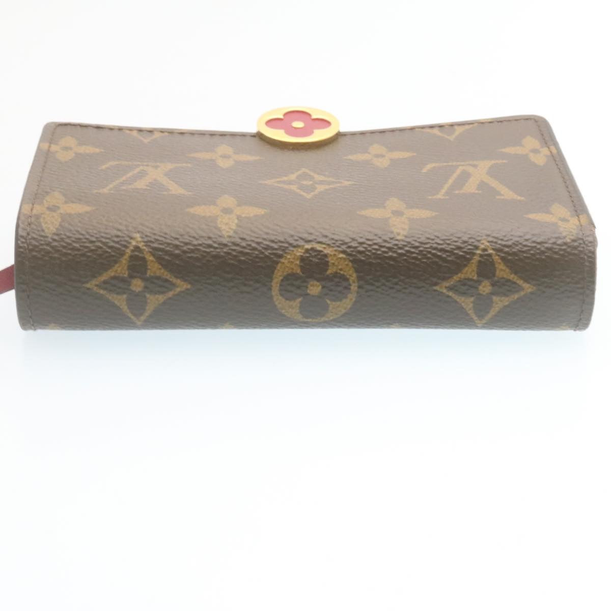 LOUIS VUITTON Monogram Portefeuille Flor Compact Wallet Fuchsia M64588 LV 28805