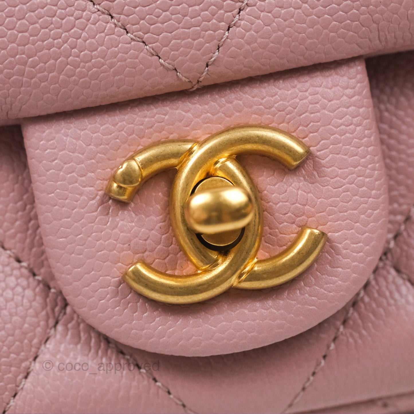 Chanel Mini Flap Bag Heart Adjustable Chain Dusty Pink Caviar Aged Gold Hardware