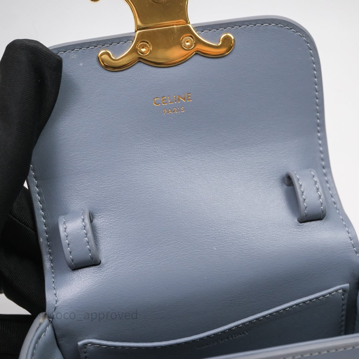 Celine Mini Triomphe Shiny Calfskin Blue Grey