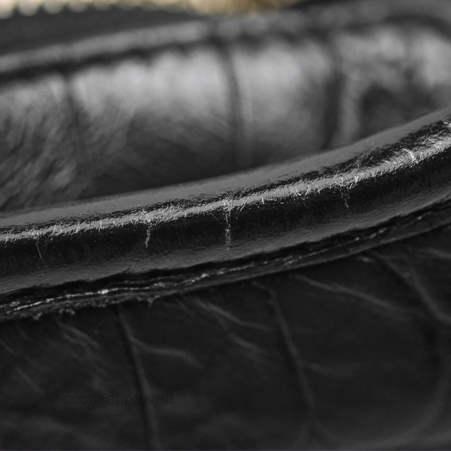 Chanel Small Gabrielle Hobo with Logo Handle Quilted Black Croc Embossed Calfskin