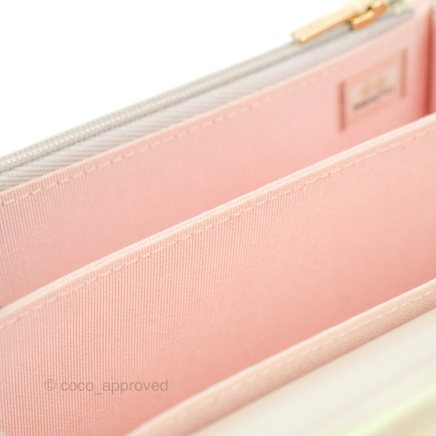 Chanel Quilted Mini Wallet on Chain WOC Iridescent Ivory Gold Hardware 20B