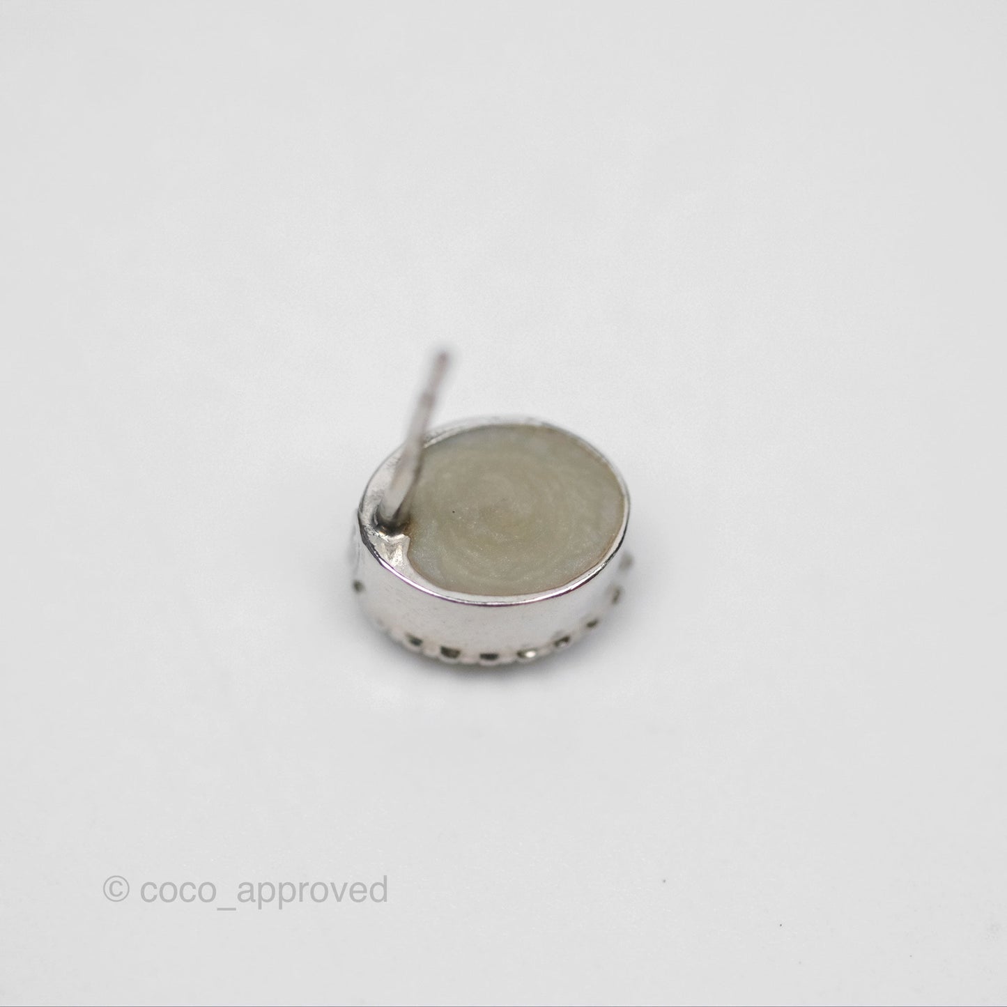 Chanel CC Round Earrings Silver Tone 19P