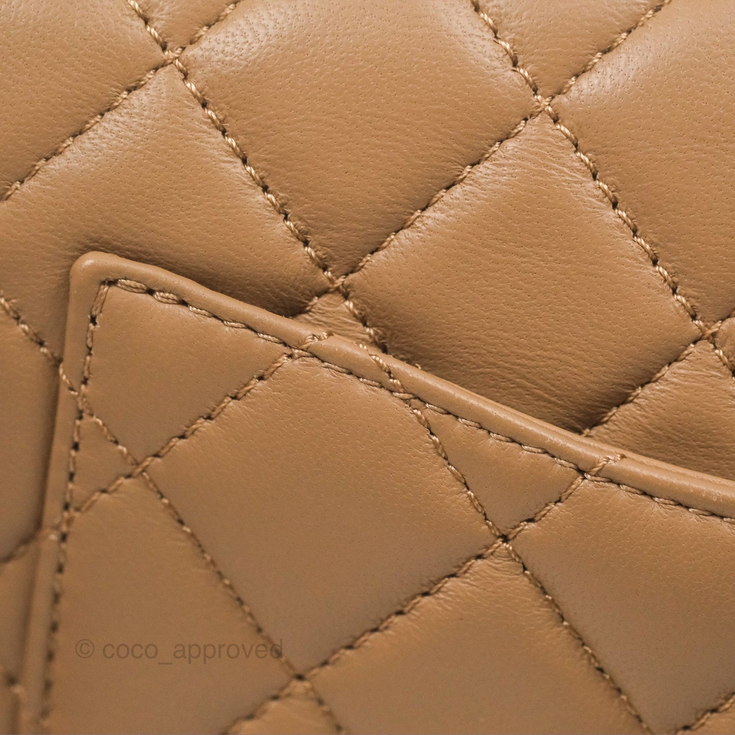 Chanel Mini Rectangular Pearl Crush Quilted Beige Lambskin Aged Gold Hardware