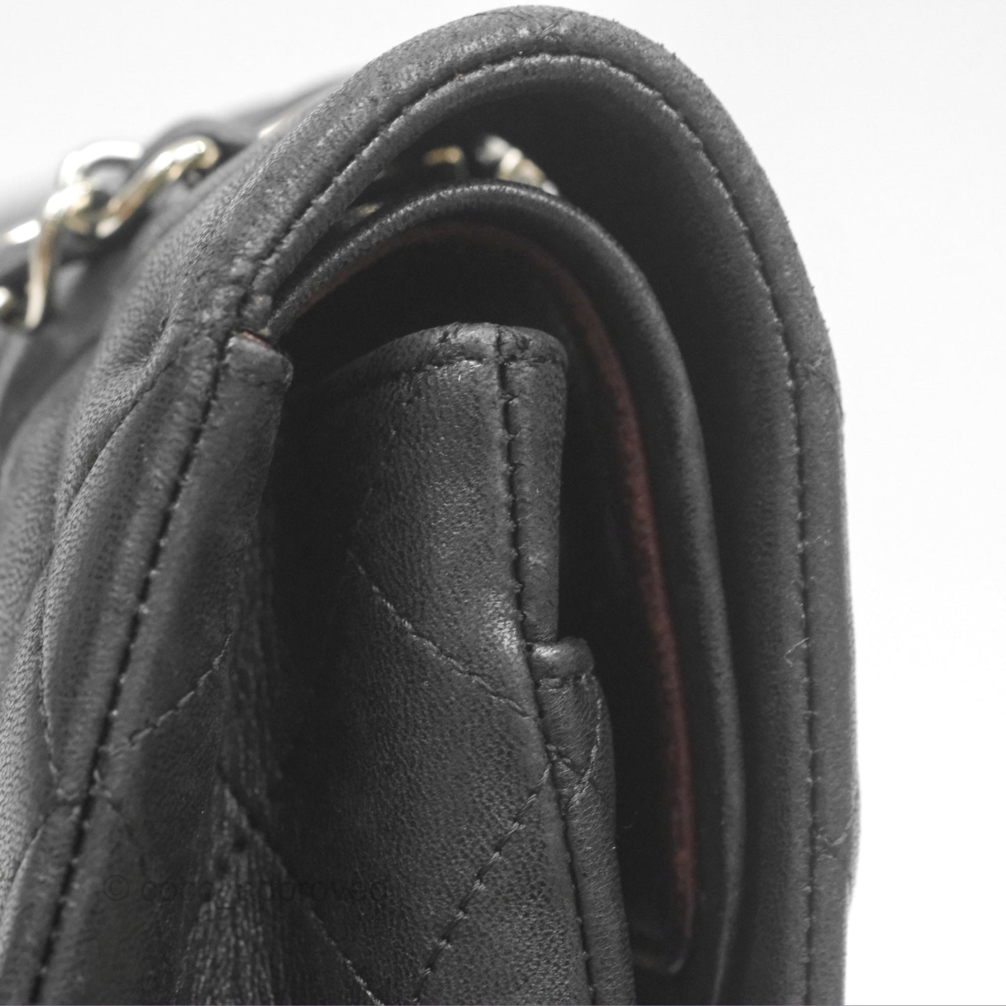 Chanel Classic M/L Medium Flap Quilted Black Lambskin Silver Hardware