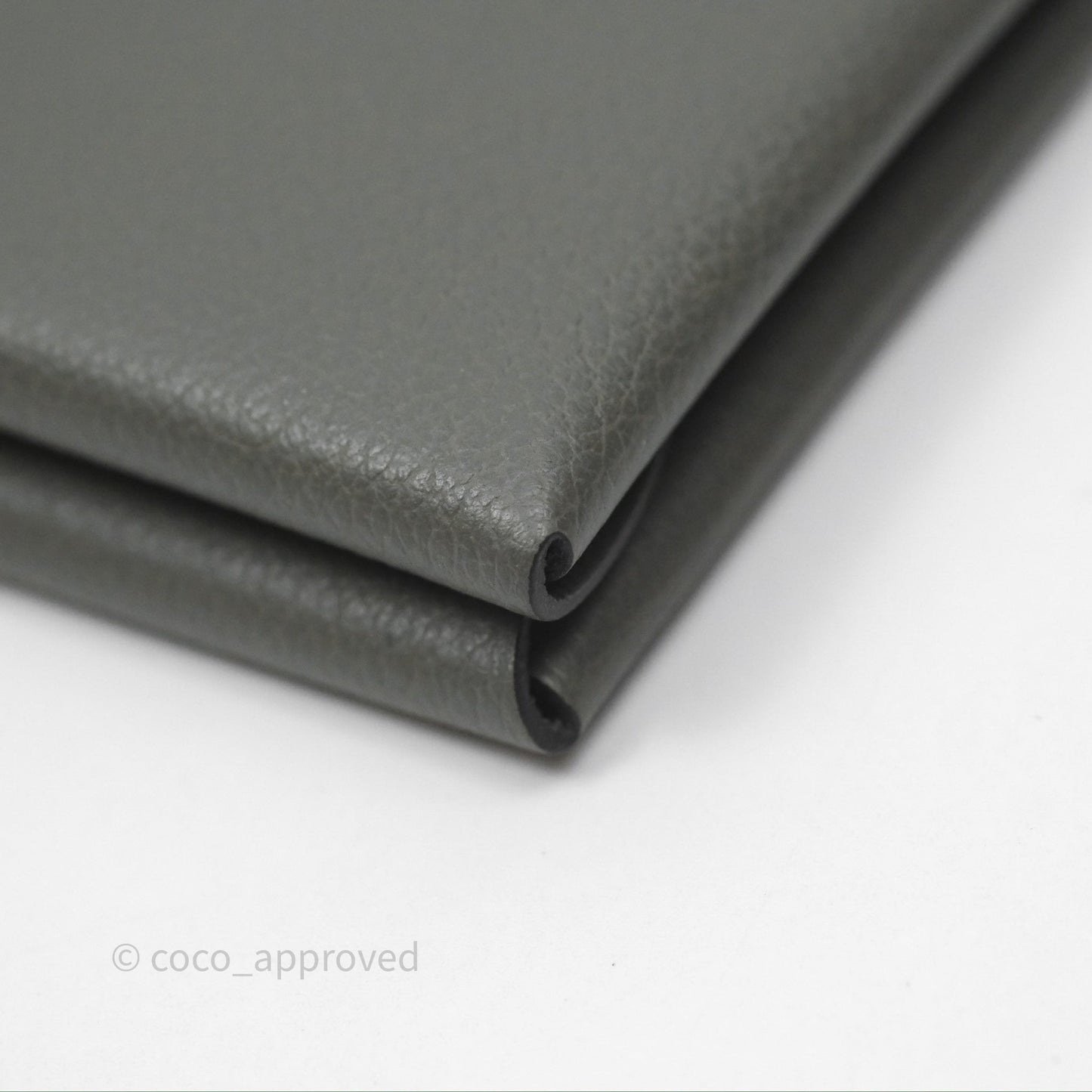 Hermès Calvi Duo Compact Card Holder Gris Meyer 0L Evercolor Palladium Hardware