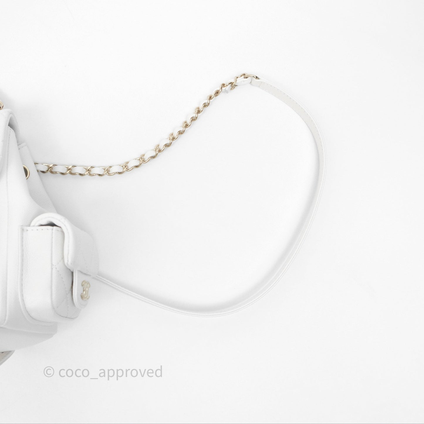 Chanel Small Duma Backpack White Caviar Gold Hardware