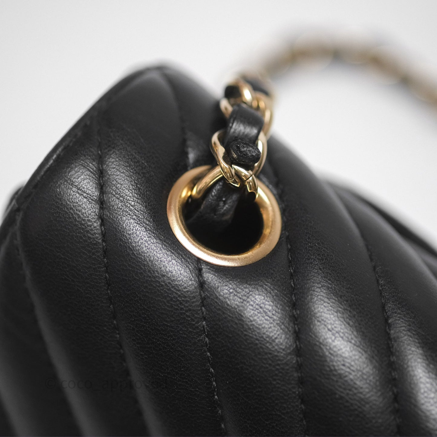 Chanel Mini Rectangular Chevron Black Lambskin Gold Hardware