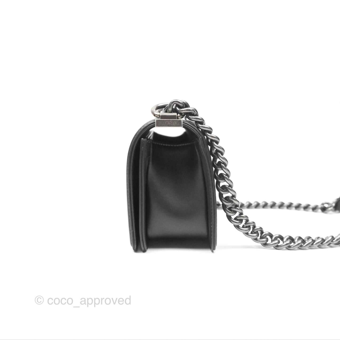 Chanel Small Boy Black Calfskin Ruthenium Hardware