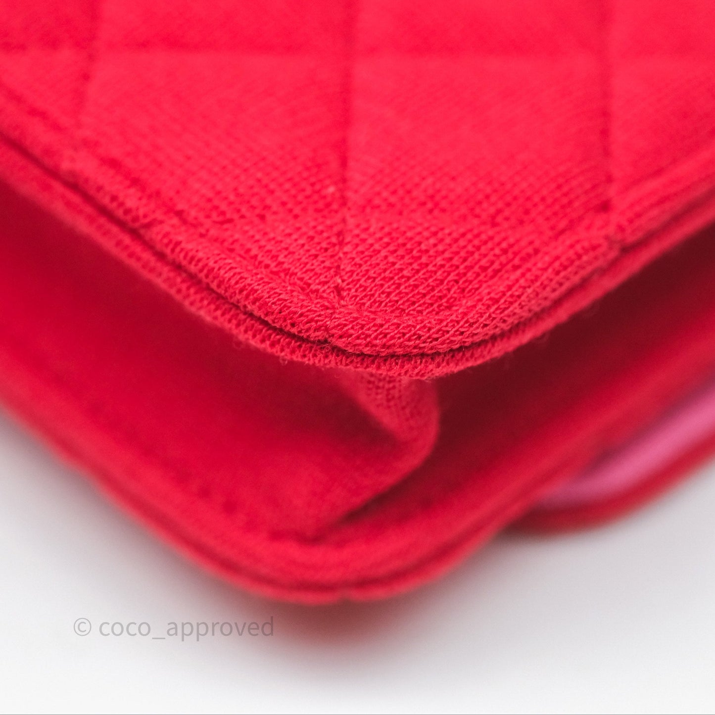 Chanel Mini Clutch With Chain Red Cotton Gold Hardware