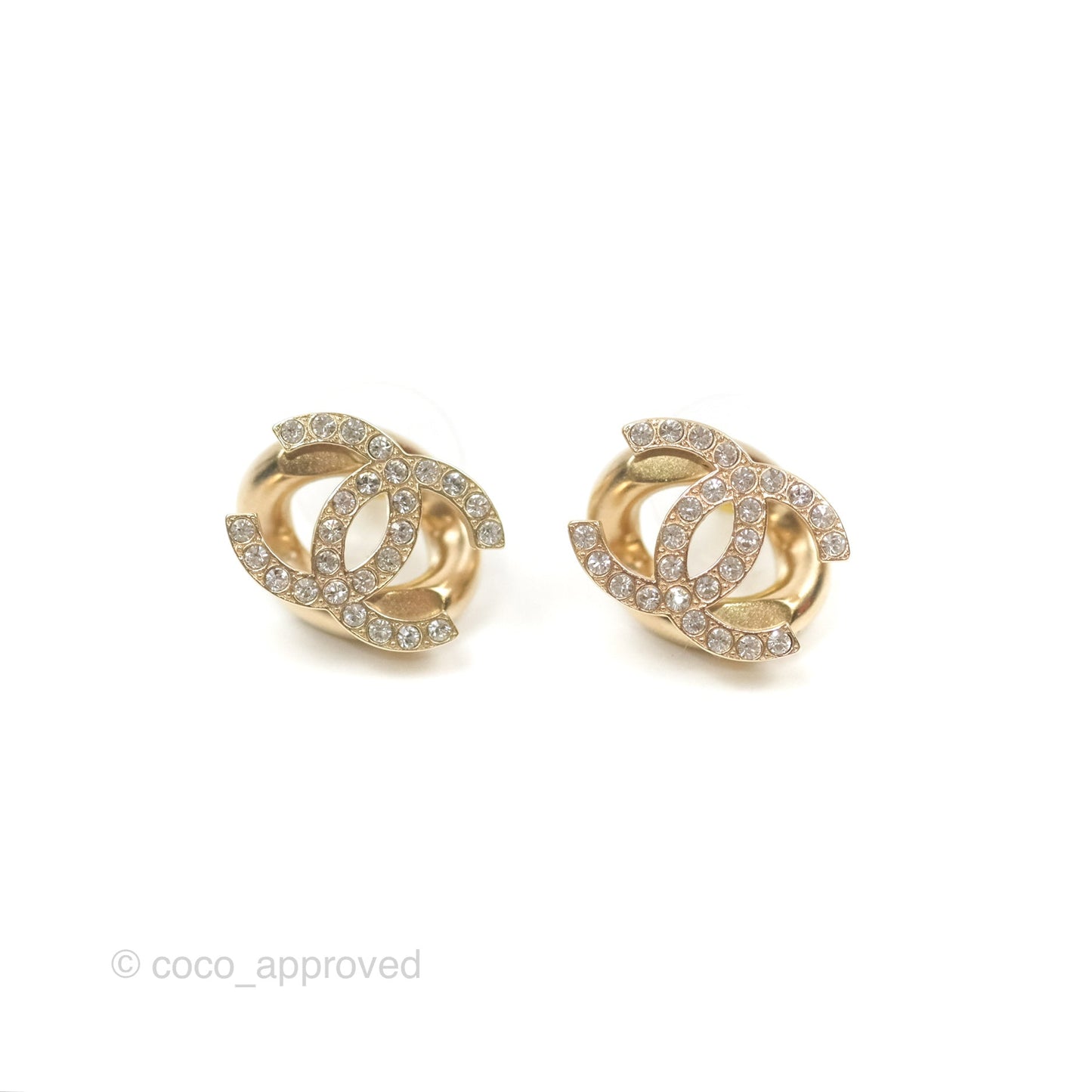 Chanel CC Crystal Gold Chain Earrings 22S