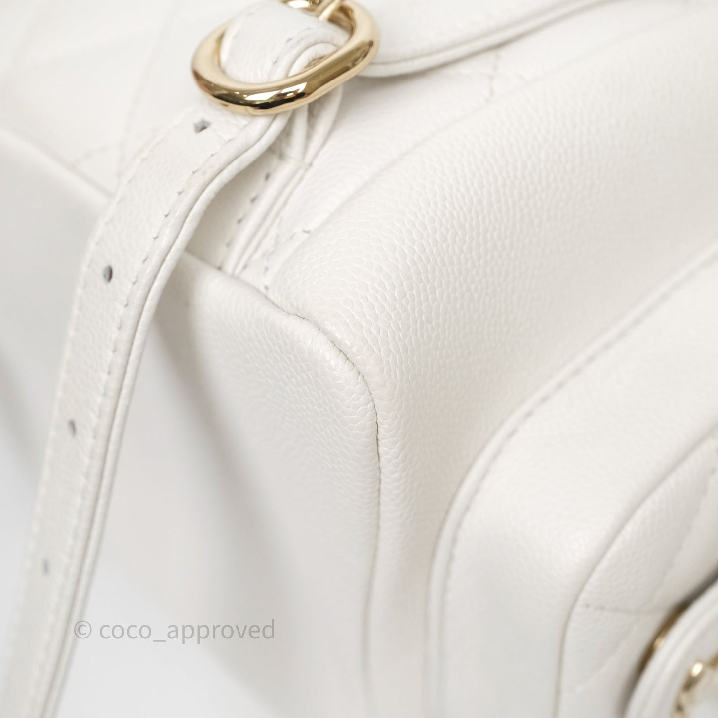 Chanel Duma Backpack White Caviar Gold Hardware 23K