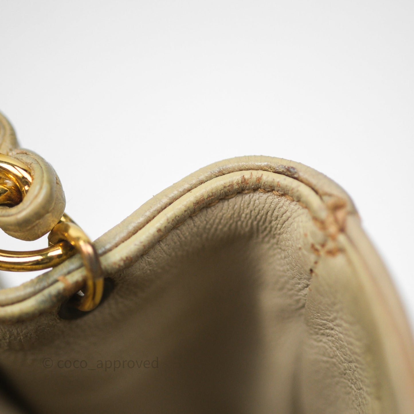 Chanel Vintage CC Flap Bag Beige Lambskin Gold Hardware