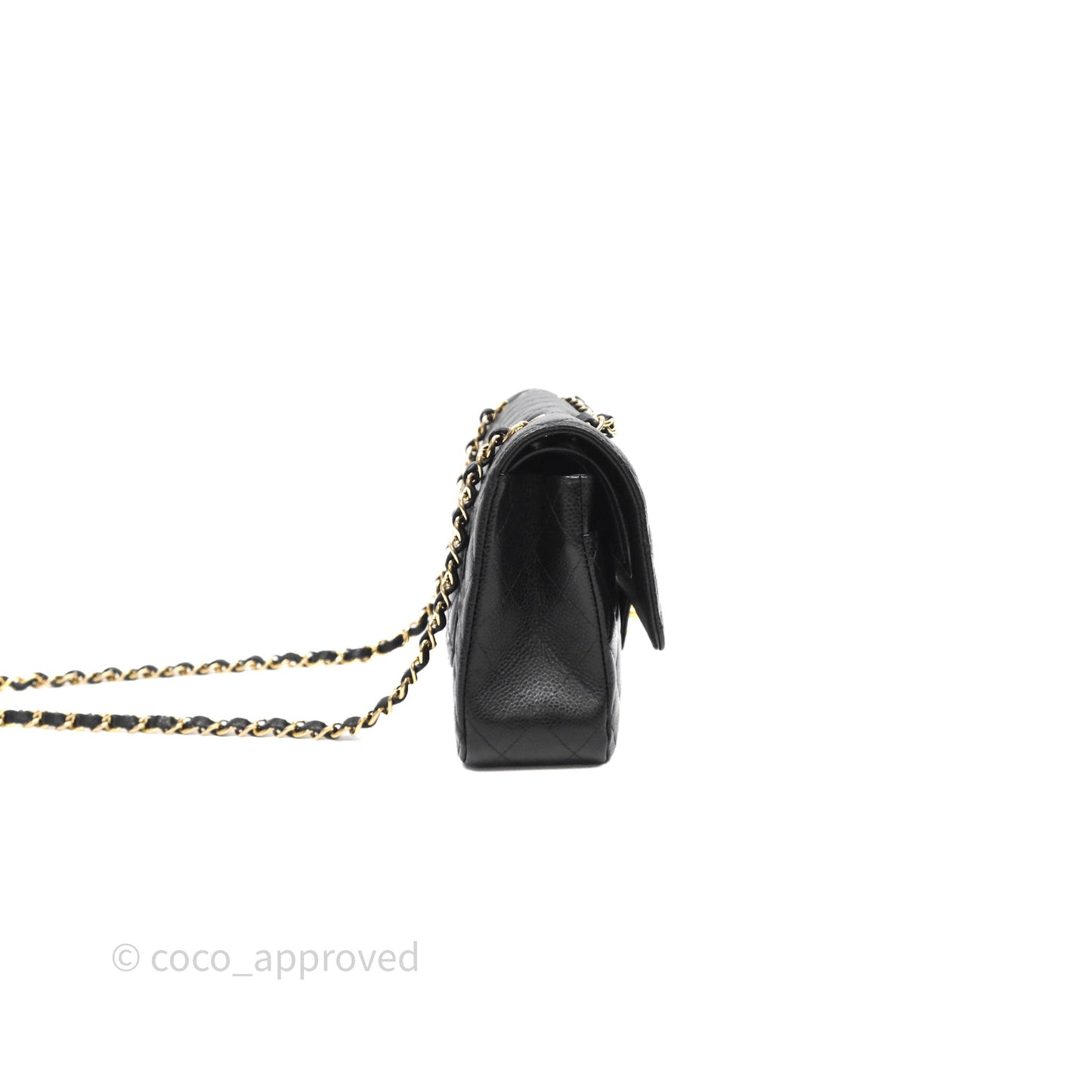 Chanel Classic M/L Medium Flap Quilted Black Caviar Gold Hardware