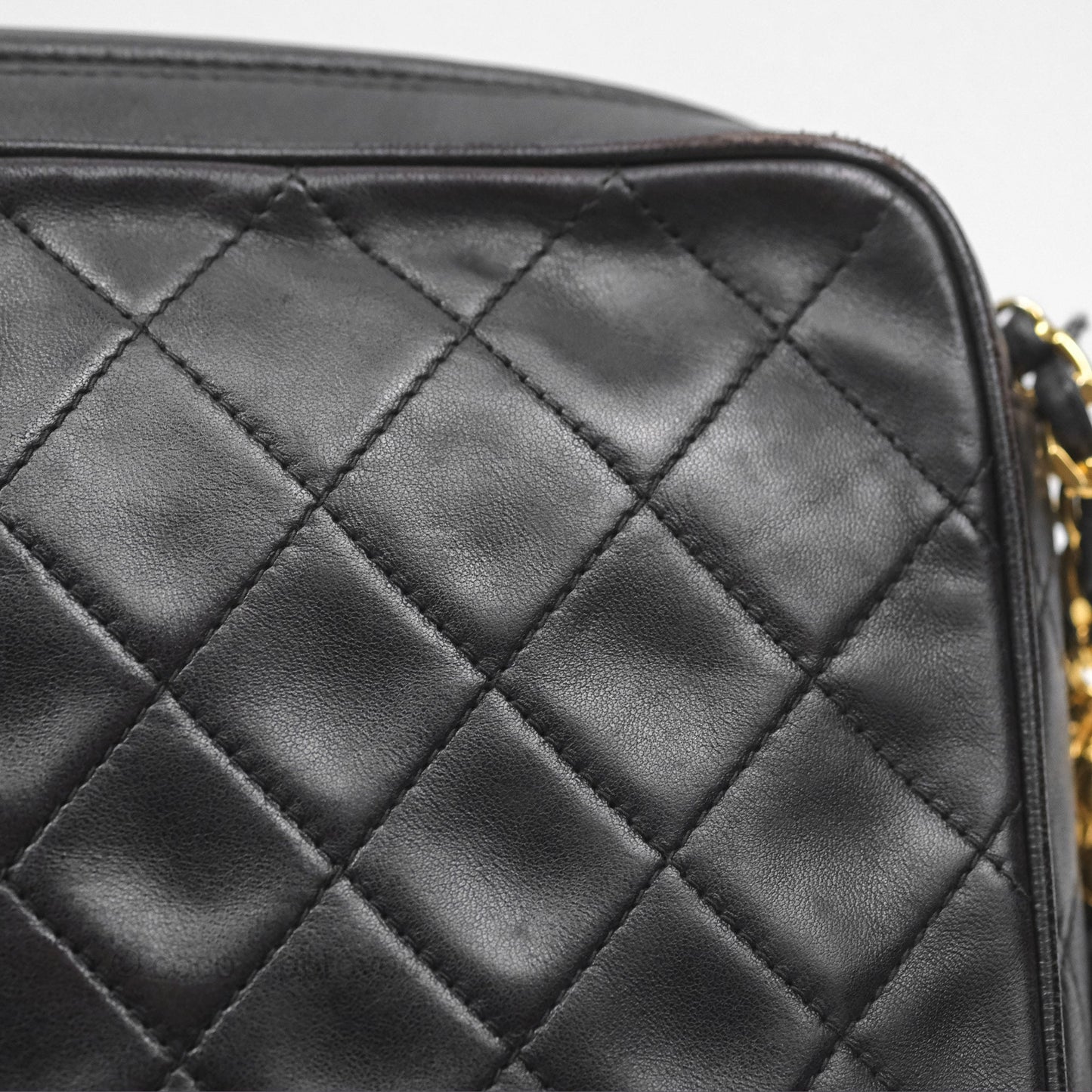 Chanel Vintage Small Camera Bag Black Lambskin Gold Hardware
