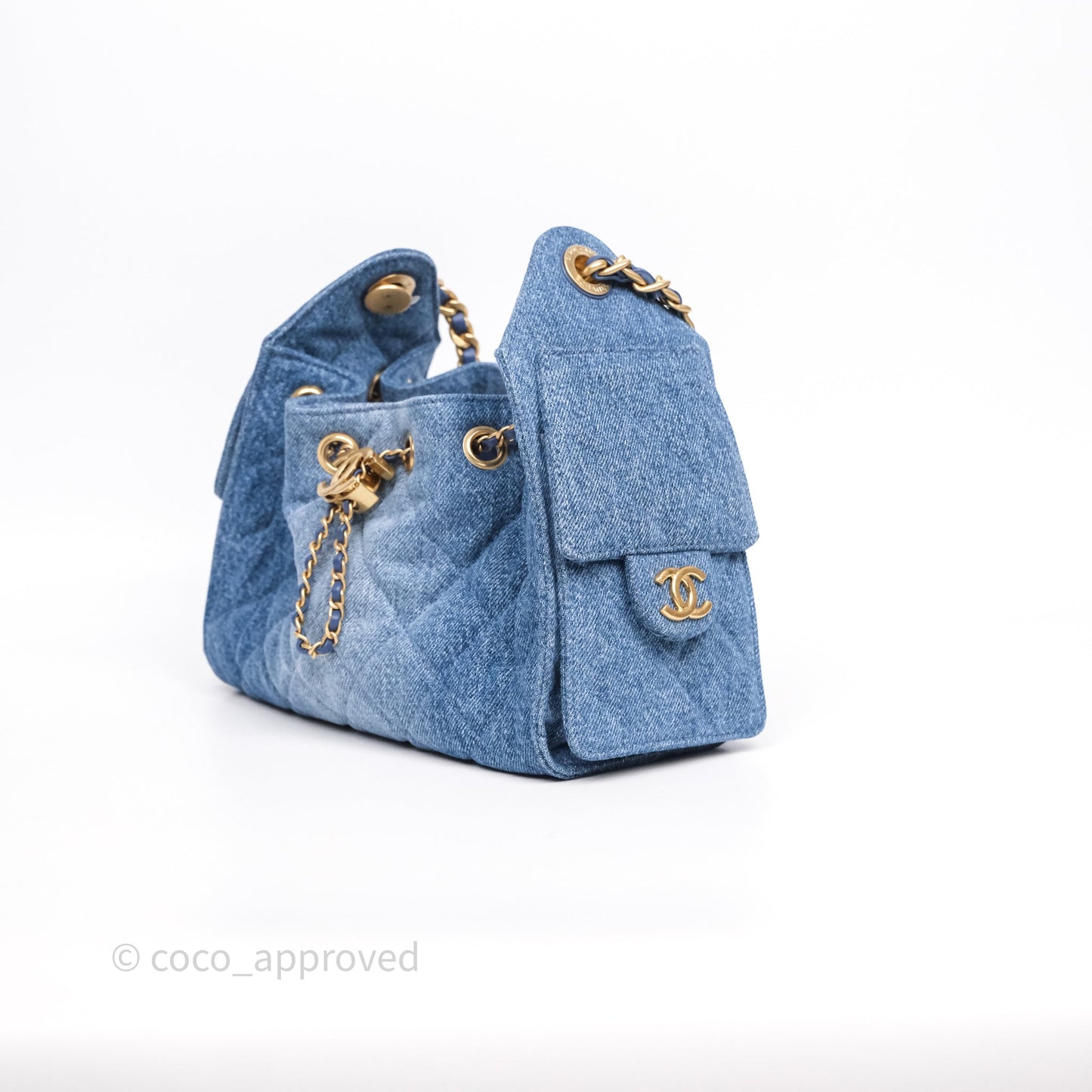 Chanel 25 Mini Washed Denim Aged Gold Hardware