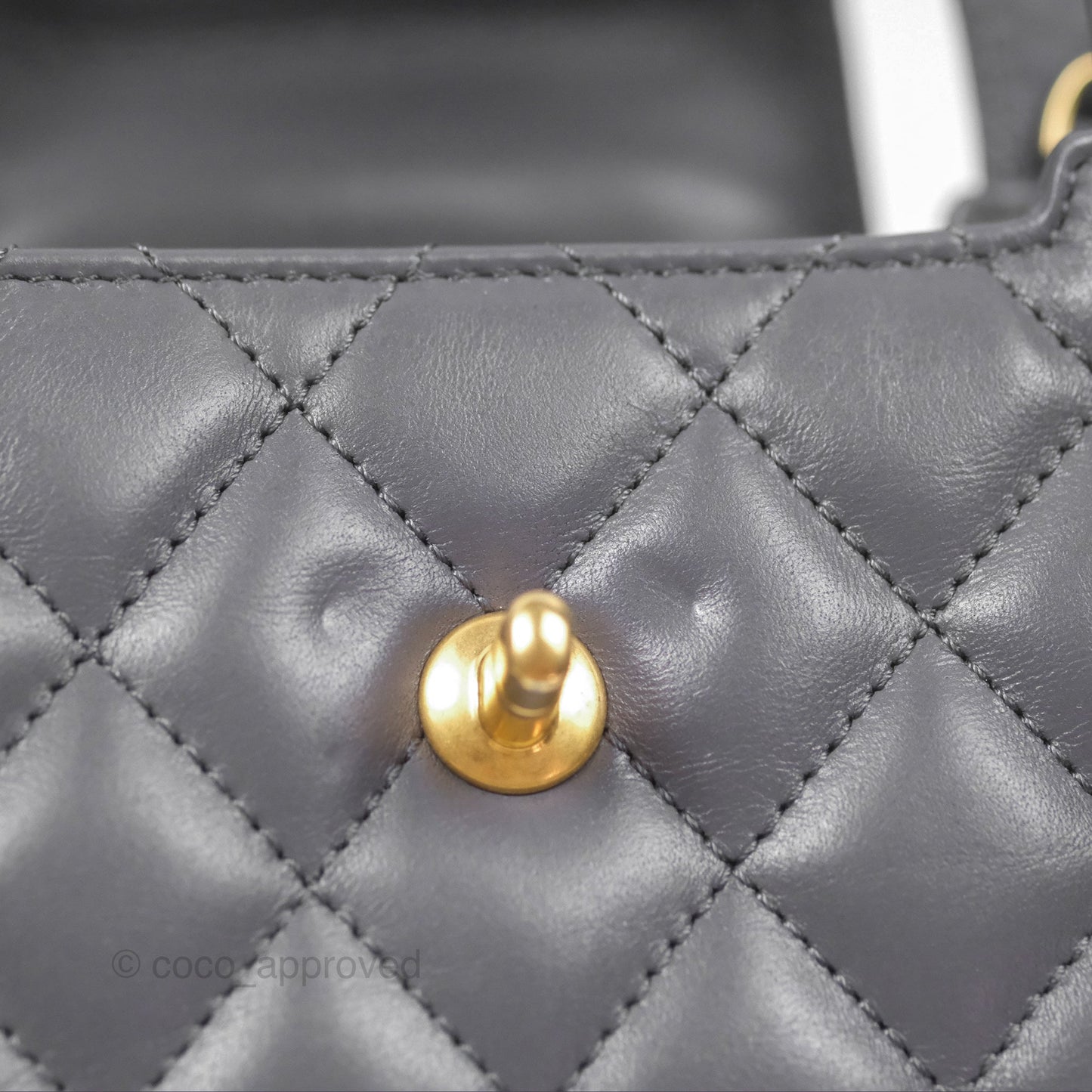 Chanel Kelly Bag Quilted Grey Shiny Calfskin Aged Gold Hardware