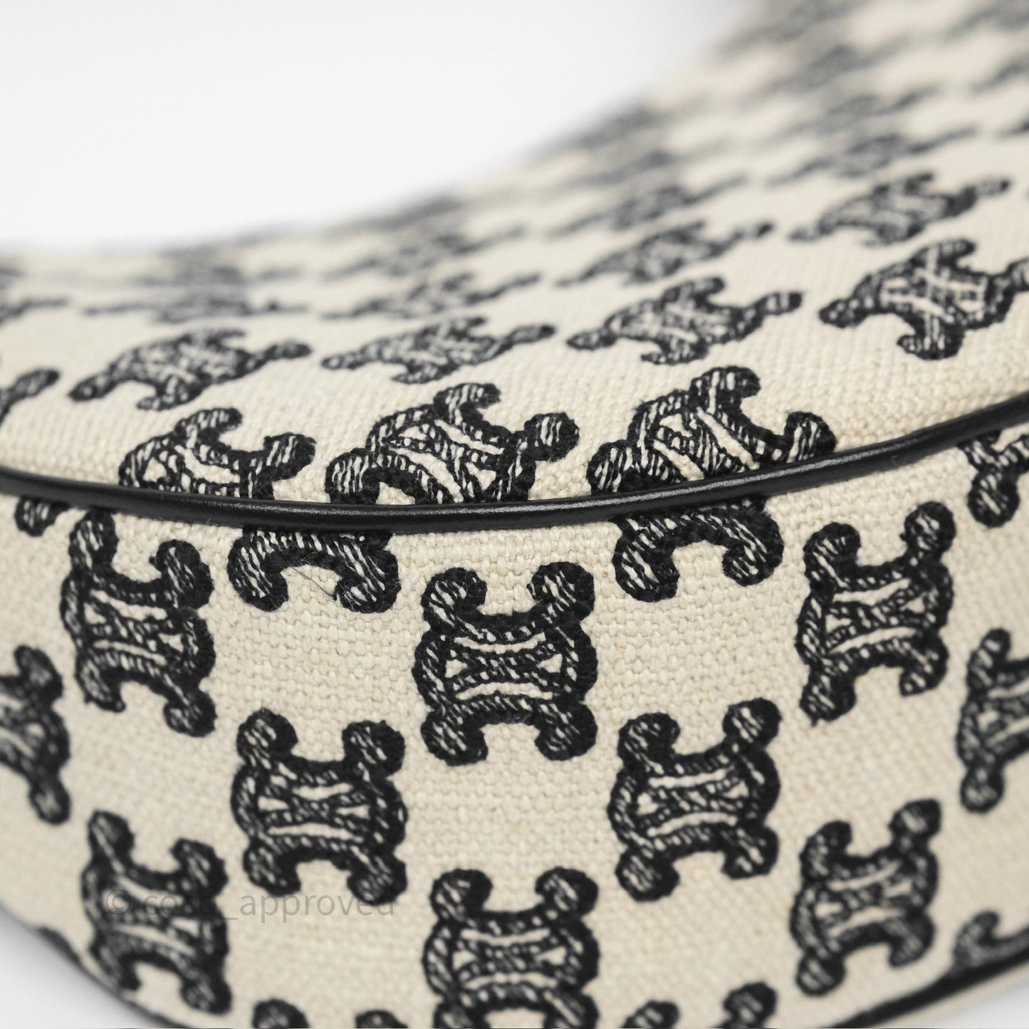 Celine Medium Ava Bag Triomphe Embroidered Black Natural